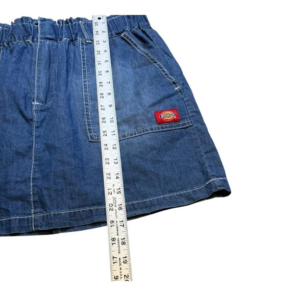 Dickies Denim Mini Skirt Women's Size Large Pockets Zip - Logo - 90's  - Y2K - Picture 5 of 6
